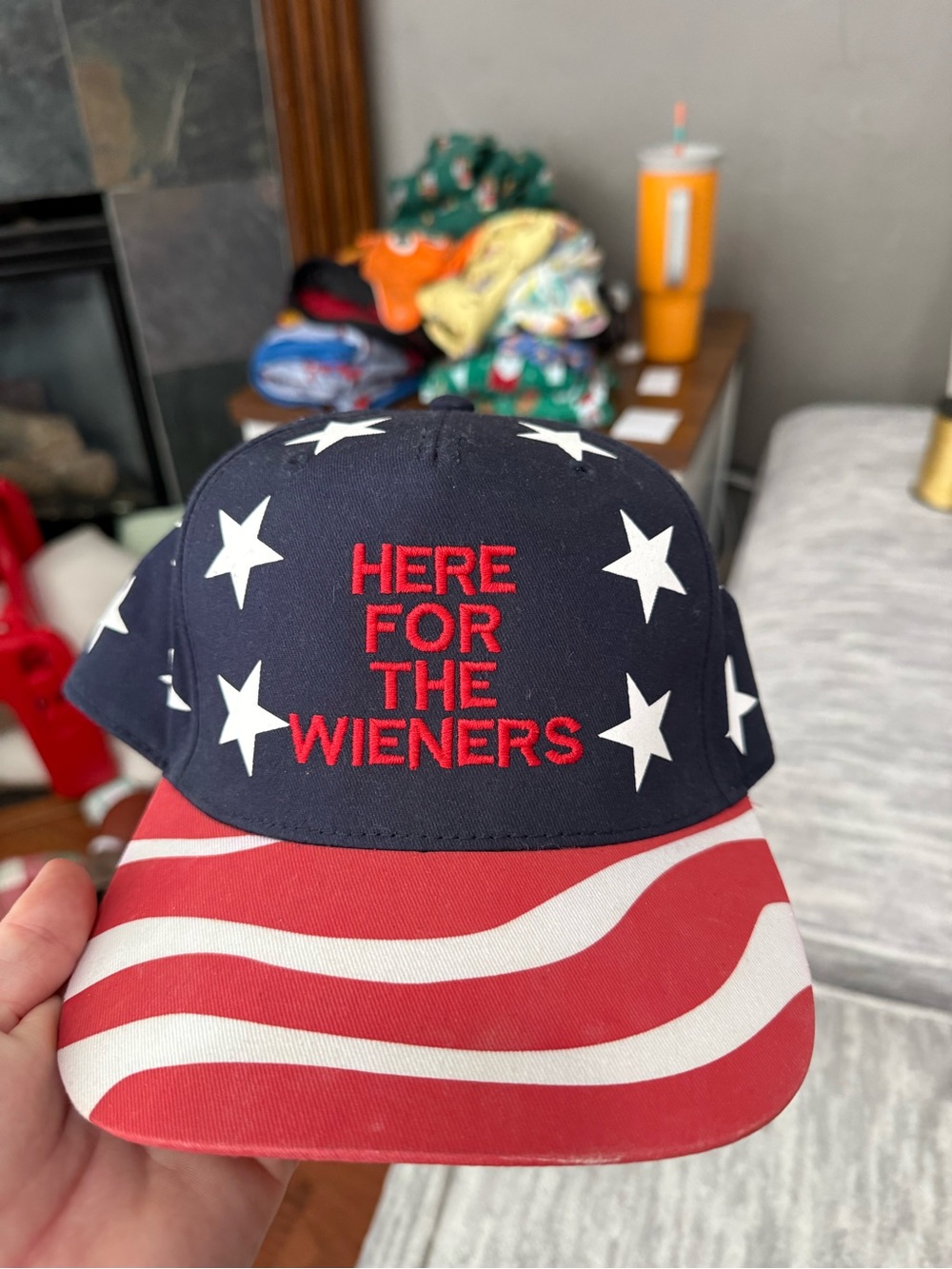 Patriotic Navy & Red 'Here For The Wieners' Baseball Cap